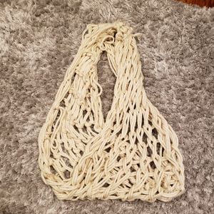 Cream Chunky oversized hand and arm knitted infinity scarf